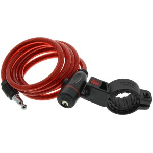 Burg Wächter Spiral-Seilschloss 1260, lucchetto per bici rosso con supporto e 2 chiavi.