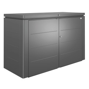 Biohort HighBoard 200 box da giardino in grigio scuro metallizzato, box universale con ante chiudibili.