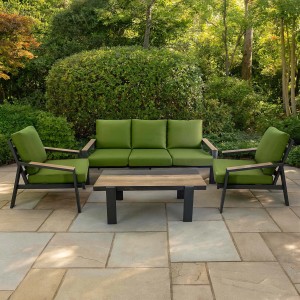 Salotto da giardino Riverside in alluminio con cuscini antracite verde 3 posti