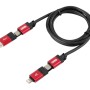 Cavo di ricarica t.b.t. per interni auto, connettore USB, USB-C e Lightning.