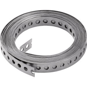 Nastro forato in acciaio inox, 12mm di larghezza, 1,5m di lunghezza, per costruzioni in legno e fissaggi universali.