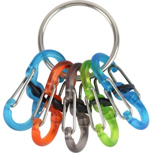 Nite Ize KeyRing Locker con 5 S-Biner MicroLocks colorati in policarbonato su anello in acciaio inox.