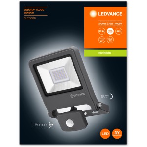Faro LED da esterno Ledvance Endura Flood con sensore, 30W, grigio scuro.