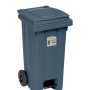 Cestino t.b.t. blu-grigio con coperchio, pedale e ruote.