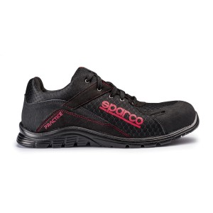 Scarpa da lavoro nera t.b.t. Sparco con logo rosso e lacci.