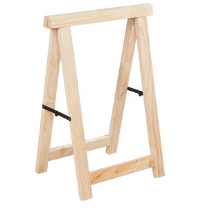 Cavalletti in legno, t.b.t., regolabili in altezza, ideali per progetti di costruzione e hobby.