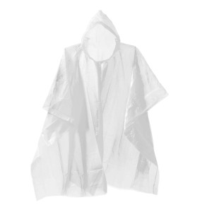 Poncho antipioggia usa e getta bianco con cappuccio per interni auto.