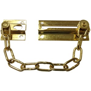Chiavistello per porta o finestra color oro con catena.