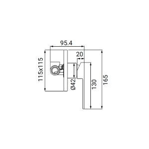 Disegno tecnico: Miscelatore doccia t.b.t. con dimensioni.