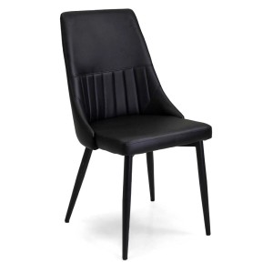 Sedia in ecopelle Oliver nero con struttura nera 48x58xh48/90 cm