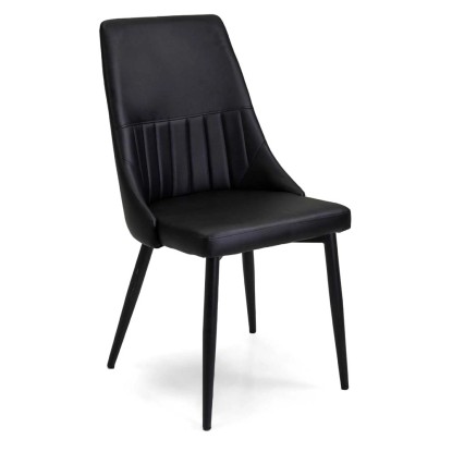 Sedia in ecopelle Oliver nero con struttura nera 48x58xh48/90 cm