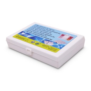 Kit di test t.b.t. per la regolazione del pH in scatola bianca.