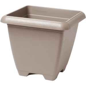 Vaso per piante quadrato beige t.b.t. per giardino o interni.