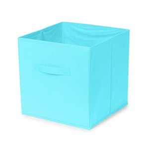 Cubo portaoggetti pieghevole azzurro Simply 31x31x31 cm