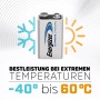 Batteria Energizer Ultimate Lithium 9V, blocco E per rilevatori di fumo, alte prestazioni a temperature estreme.