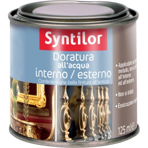 Barattolo di smalto per legno Syntilor per interni ed esterni, effetto oro, 125ml.