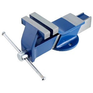 Morsa LUX Classic blu con ganasce in acciaio da 100 mm.