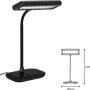 Lampada da tavolo LED Daylight Brilo nera, 7,5W, con dimensioni.