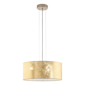 Lampada a sospensione t.b.t. dorata per un'illuminazione elegante della stanza.