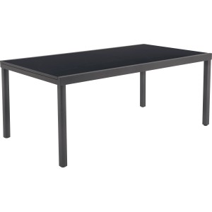 Tavolo da giardino rettangolare allungabile Harris nero con struttura in alluminio.