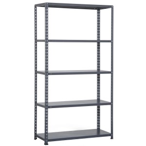 Scaffale t.b.t. grigio con 5 ripiani per magazzino e cantina.