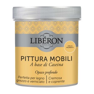 Smalto per mobili giallo di Liberon per mobili in legno. Pittura ad alta copertura per interni.