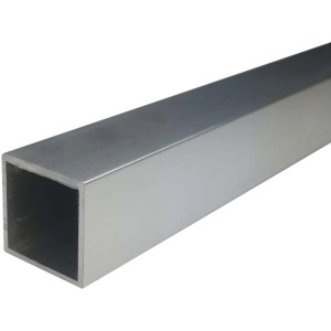 Profilo quadrato in alluminio anodizzato argento, 2,5x2,5x100 cm, per diverse applicazioni.