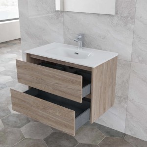 Mobile bagno base lavabo sospesa Ness 81 2/C natural gray 81x46 cm