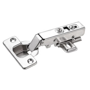 Cerniera in metallo argentato aperta per mobili.