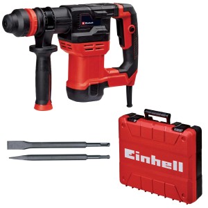 Martello demolitore rosso con accessori e valigetta. Ideale per lavori di demolizione.