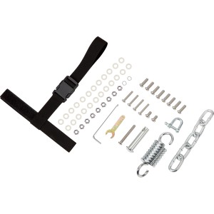 Kit di montaggio per sedia sospesa Leyburn con cinturino, viti, molle e catena.