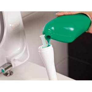 Riempimento dello scopino WC antracite con dispenser di detersivo.
