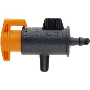Gocciolatore per microirrigazione regolabile, nero/arancione, per irrigazione giardino.