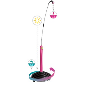 Doccia da giardino t.b.t. con base rosa e soffione regolabile.