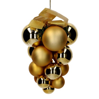 Pallina di Natale in plastica grappolo oro h20 cm