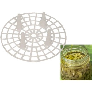 t.b.t. per la raccolta in vetro, griglia in plastica bianca.