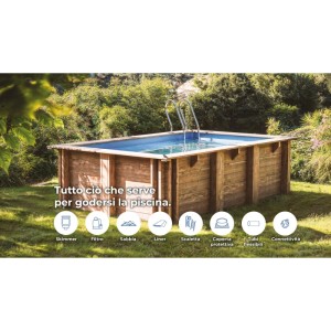 Piscina fuori terra in legno rettangolare Gre Papaya 520x320 H133 cm