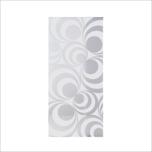 Porta in vetro t.b.t. con motivo a cerchi argentati.