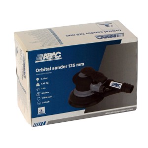 Levigatrice orbitale ABAC 125 mm nella confezione originale. Accessori per compressori.