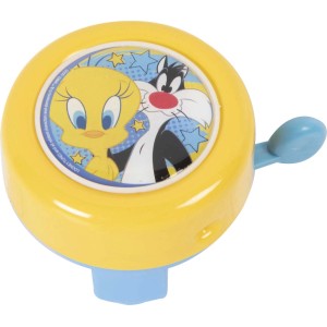 Campanello bici giallo con design Tweety e Silvestro per manubrio.