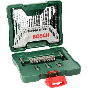 Set di punte Bosch X-Line, 33 pezzi in valigetta verde con punte e inserti.
