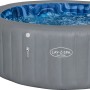Bestway LAY-Z-SPA Santorini HydroJet Pro, vasca idromassaggio gonfiabile rotonda grigia con interno blu.