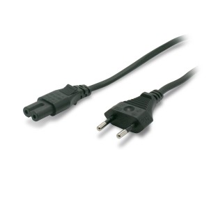 Cavo di alimentazione nero con spina europea per accessori video.