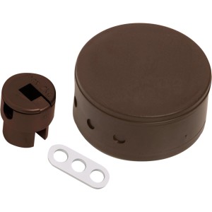 Set baldacchino marrone (Ø 70mm) per installazione lampada con scarico trazione e viti.