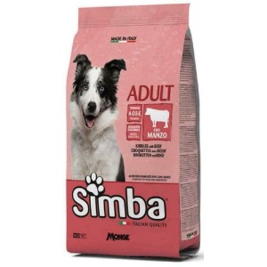 Simba Cibo secco per cani Adult con manzo in sacchetto rosa.