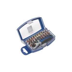 Set di 32 inserti LUX con cricchetto in scatola di plastica, varie misure per viti.