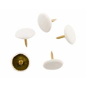 Set di puntine bianche con aghi dorati per ufficio e fai da te.