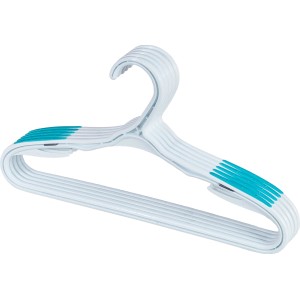 Grucce bianche con dettagli turchesi per organizer armadio.