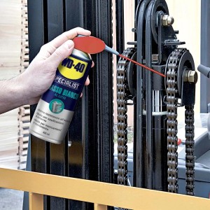 Spray di grasso al litio bianco WD-40 Specialist per lubrificare le catene.