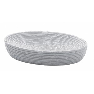 Portasapone grigio t.b.t. con superficie scanalata per il bagno.